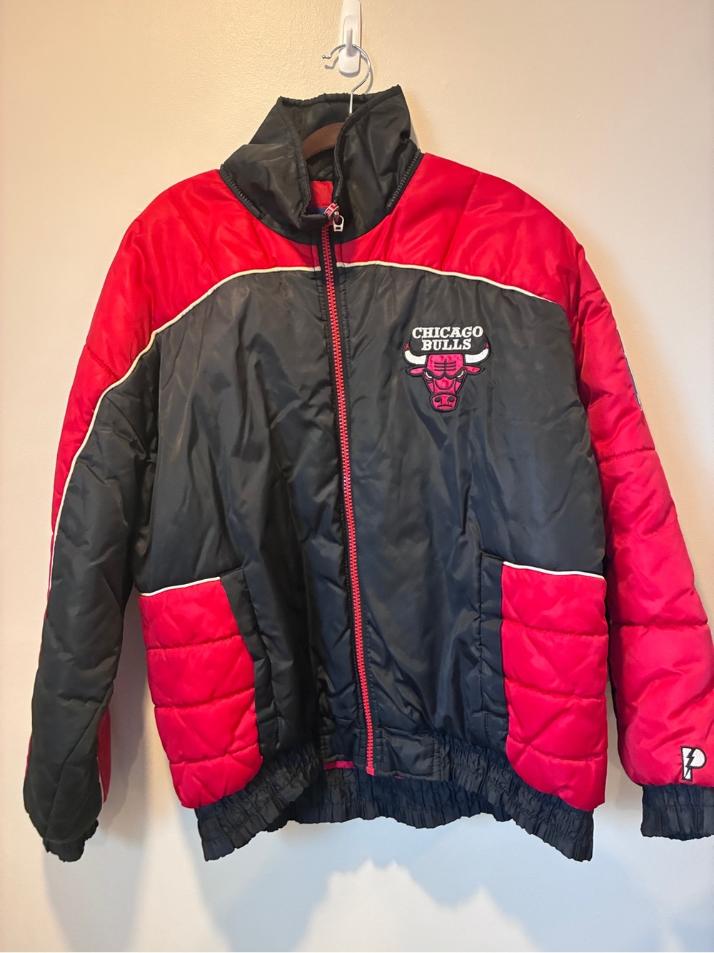 Pro Player Black and Red Chicago Bulls Puffer Jacket